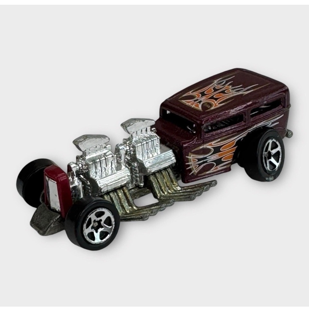 Hot Wheels Way 2 Fast Maroon Flame Dual Engine 1996 First Edition Diecast Car